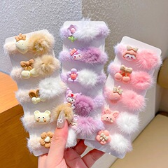 儿童卡通毛绒发圈高弹力橡皮筋不伤发女童秋冬扎马尾耐用发绳女孩