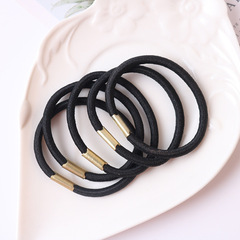 韓版高彈力頭飾馬仔扣簡約頭繩DIY 配件鐵扣黑色皮筋發圈廠家直供