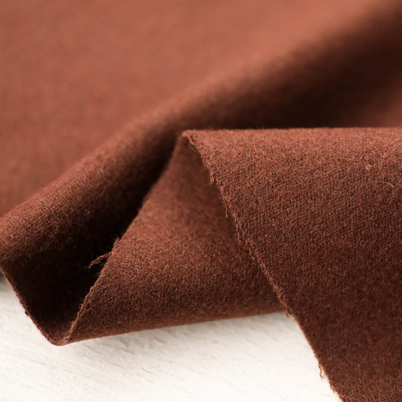 意大利进口薄款复古棕栗色细腻双面可揭开编织羊绒羊毛设计师布料