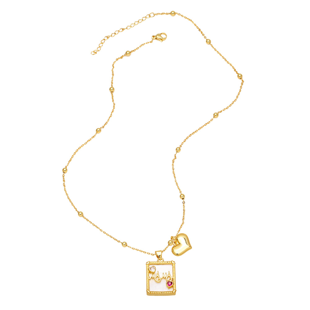 fashion heart-shaped MAMA pendant copper zircon necklace