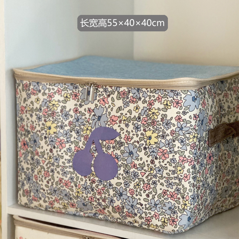 花柄生地家庭用ジッパー防塵収納バスケットワードローブ衣類収納ボックス洗える折りたたみジッパーバッグ寮
