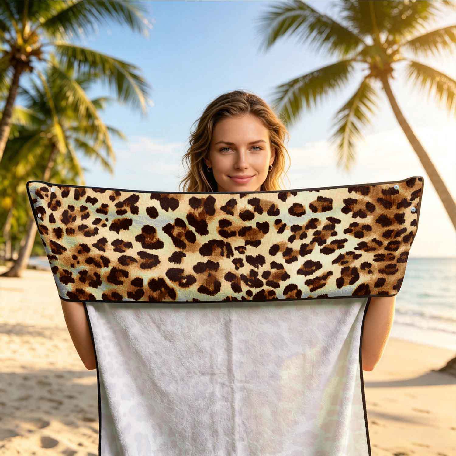 Printed bath towel and car seat cover 2-in-1, ultra-fine fiber outdoor beach and car dual-use universal seat cushion