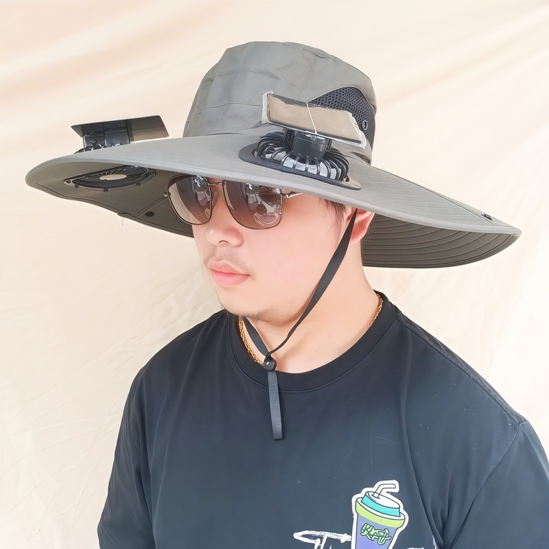 ソーラーファンキャップ釣り帽メンズアウトドア登山帽紫外線防止サンシェード漁師帽扇風機付き帽子|undefined