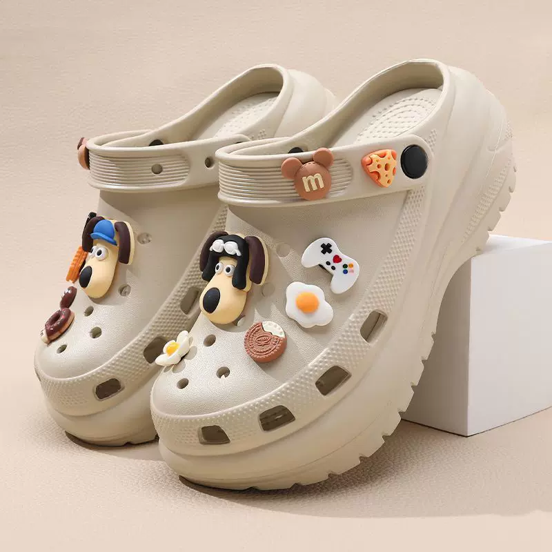 光轮洞洞鞋女款增高厚底包头拖鞋软底凉鞋防滑女士沙滩鞋