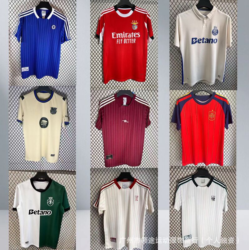 Football Fans Short-Sleeved Retro Cultural Shirt Football Uniform Royal m Riben Yuw Man L Spain Chelsea