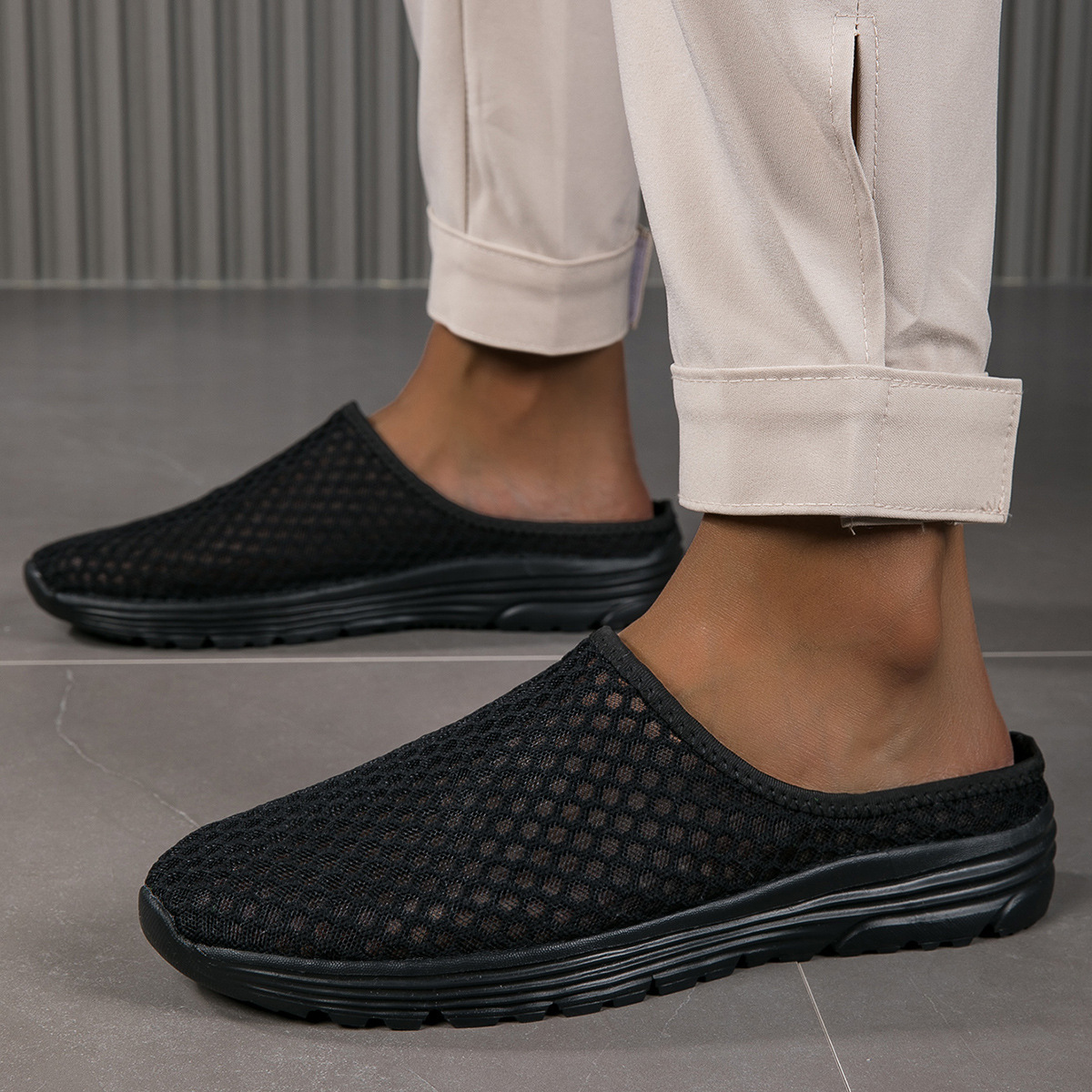 Slip-on Lazy Baotou Half Slippers Women's Outer Wear Summer Mesh Women's Walking Sandals and Slippers plus size Comfortable Sports Half