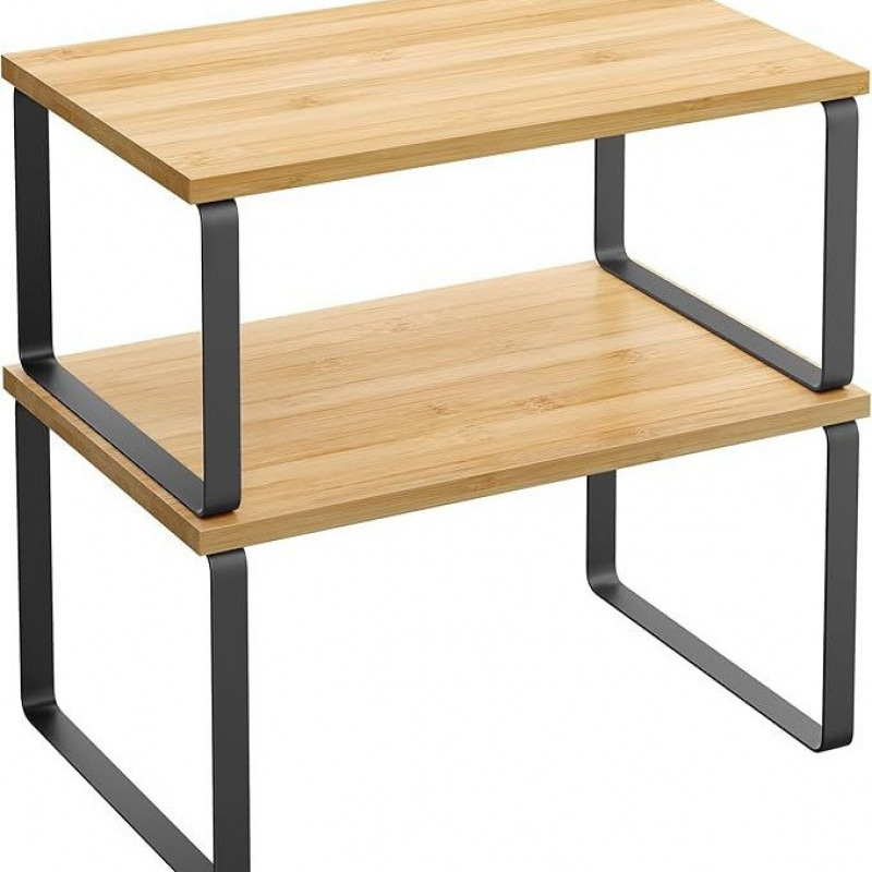 Bamboo and wood color + black iron frame two-piece set