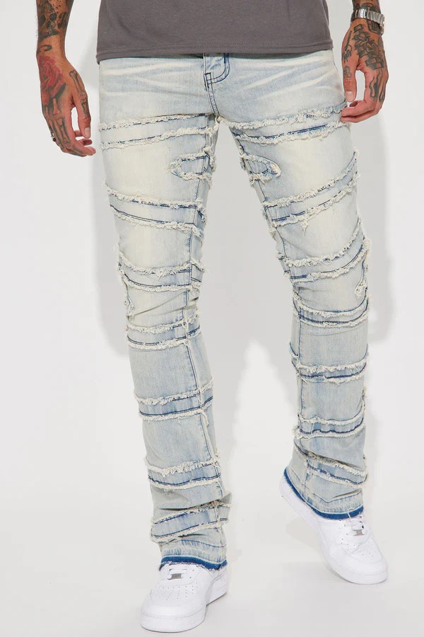 Pantalones de herramienta de vaqueros para hombres, pantalones de estilo rectos de moda europeos y estadounidenses, pantalones elásticos de vaqueros laminados, pantalones de hombre