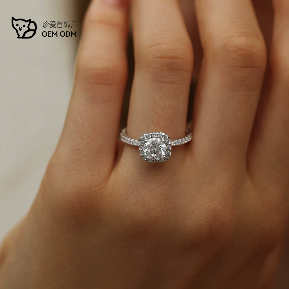 Кольцо с муассанитом огранки «принцесса» для женщин, серебро 925 пробы, кольцо с четырьмя крапанами, обручальное кольцо, подарок, оригинальный дизайн.