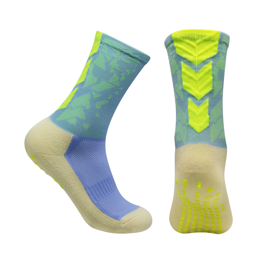 Unisex-Fußballsocken mit rutschfester Sohle und gepolsterter Fußgewölbeunterstützung – Atmungsaktive, feuchtigkeitsableitende Sportsocken zum Laufen, Radfahren und Trainieren_voghion.com