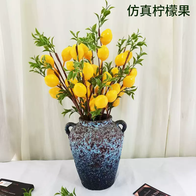 仿真柠檬果树枝家居室内工程装饰仿真果实摆件年宵花花艺绿植厂家