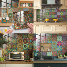 TS284-292跨境复古曼陀罗花图案瓷砖贴家居装饰DIY自粘水晶膜墙贴