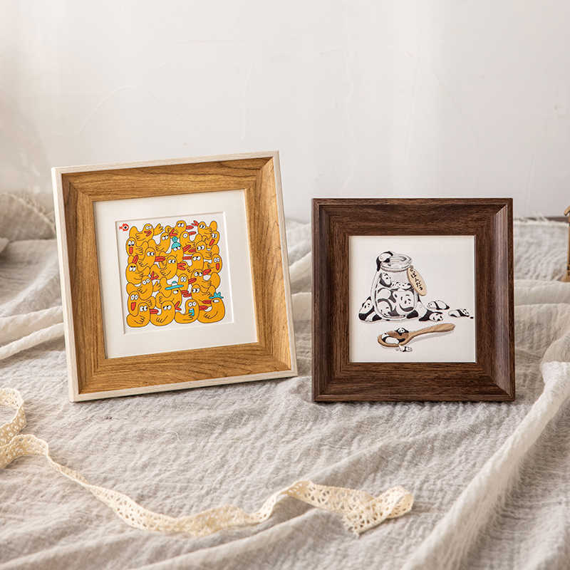 Square photo frame plus print photo 6 inch 7 inch 8 oil painting stick frame table diy mini yum empty frame wall