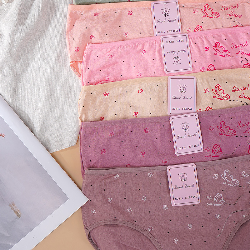 Nuevos calzoncillos impresos de tamaño mediano transpirables de algodón puro para mujeres comercio exterior para pantalones de mamá de Oriente Medio