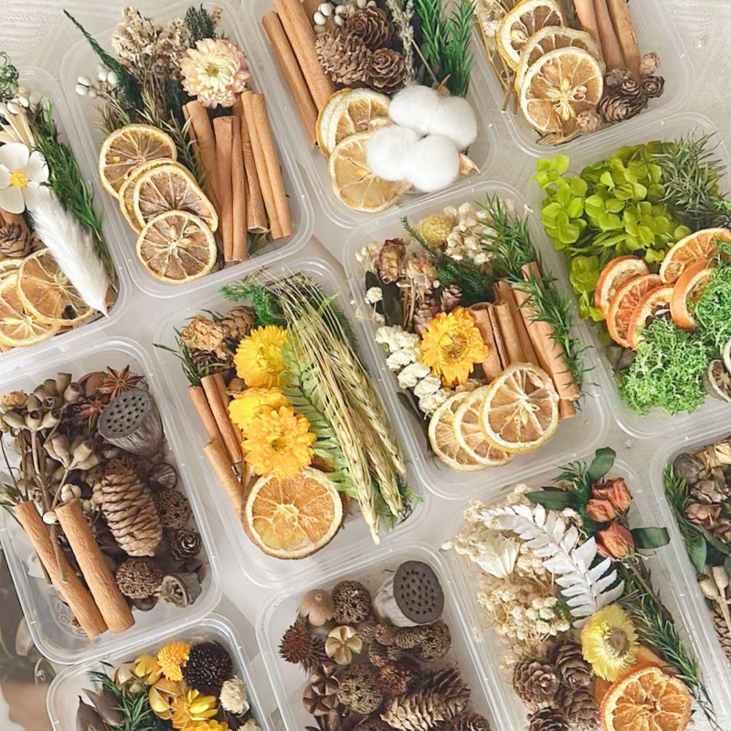 Fruitas secas flores secas DIY material paquete de plantas naturales secas al aire navidad pine canela hecha a mano in decoración adornos inmortales