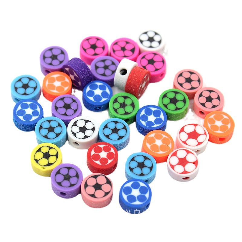 European and American Color Football Table Tennis Volleyball Soft Ceramic Pieces Sports Soft Ceramic Beads DIY Handmade Beaded Material