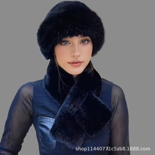 2024 suit Winter Scarf Mongolian Hat Plush Hat Women Thickened Warm Fashion Ear Protection Hat Imitation Mink Hair