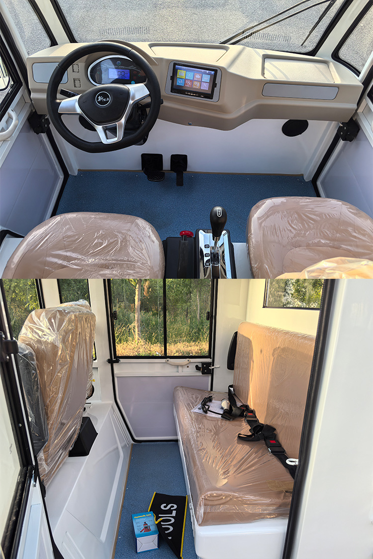 Pickup Truck Double-Row Electric Sightseeing Vehicle for Scenic Spots and Factories to Transport Goods, 4-Seater Electric Pickup Truck with Cargo Bucket