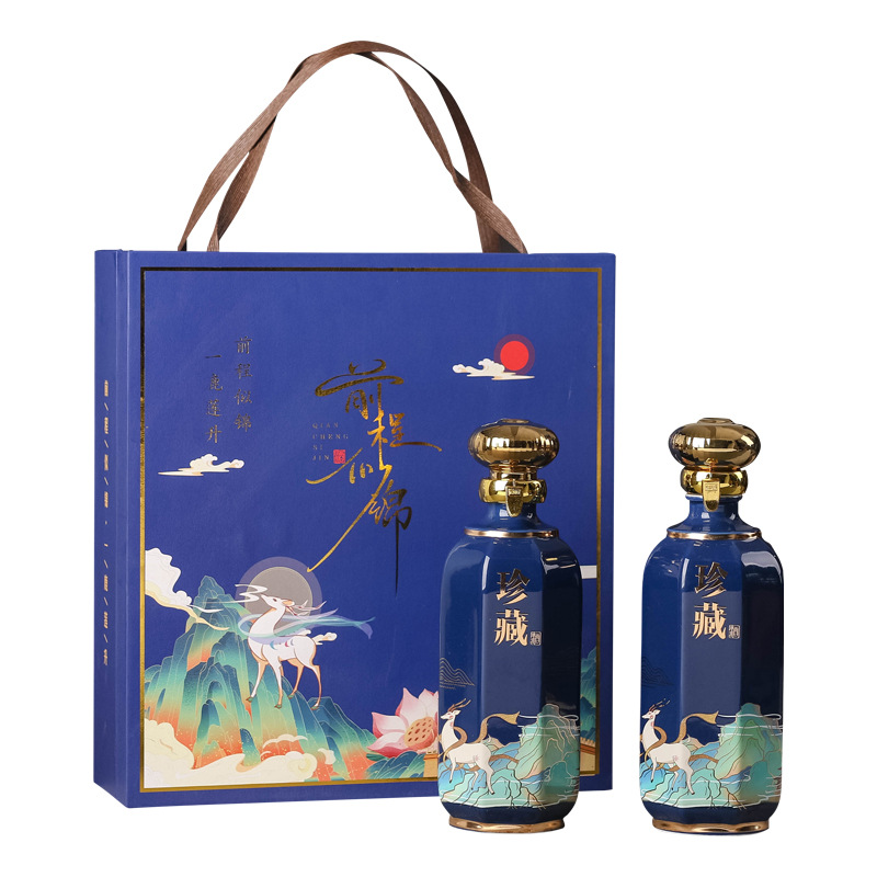 Set of 1 pound empty bottle, original sealed ceramic wine pot, white porcelain wine jar, DIY homemade wine bottle set