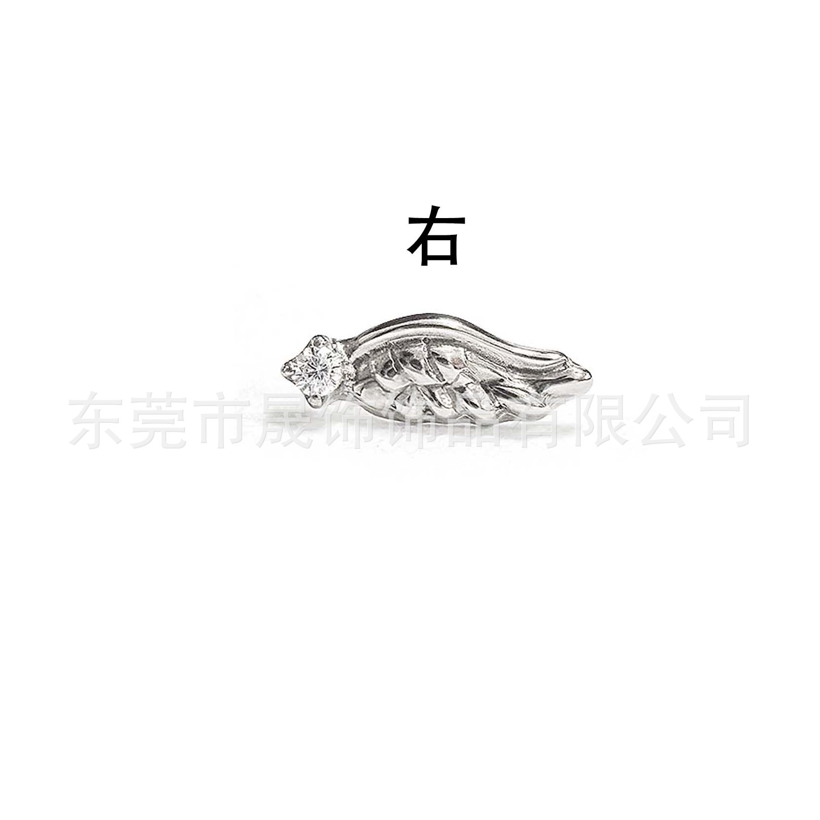 F136 Titanium 天使之翼 Studded 5A Cubic Zirconia 翅膀 Double Ear 洞 Ear Stud G23 Implant Grade Titanium Piercing Jewelry Helix Cartilage Stud