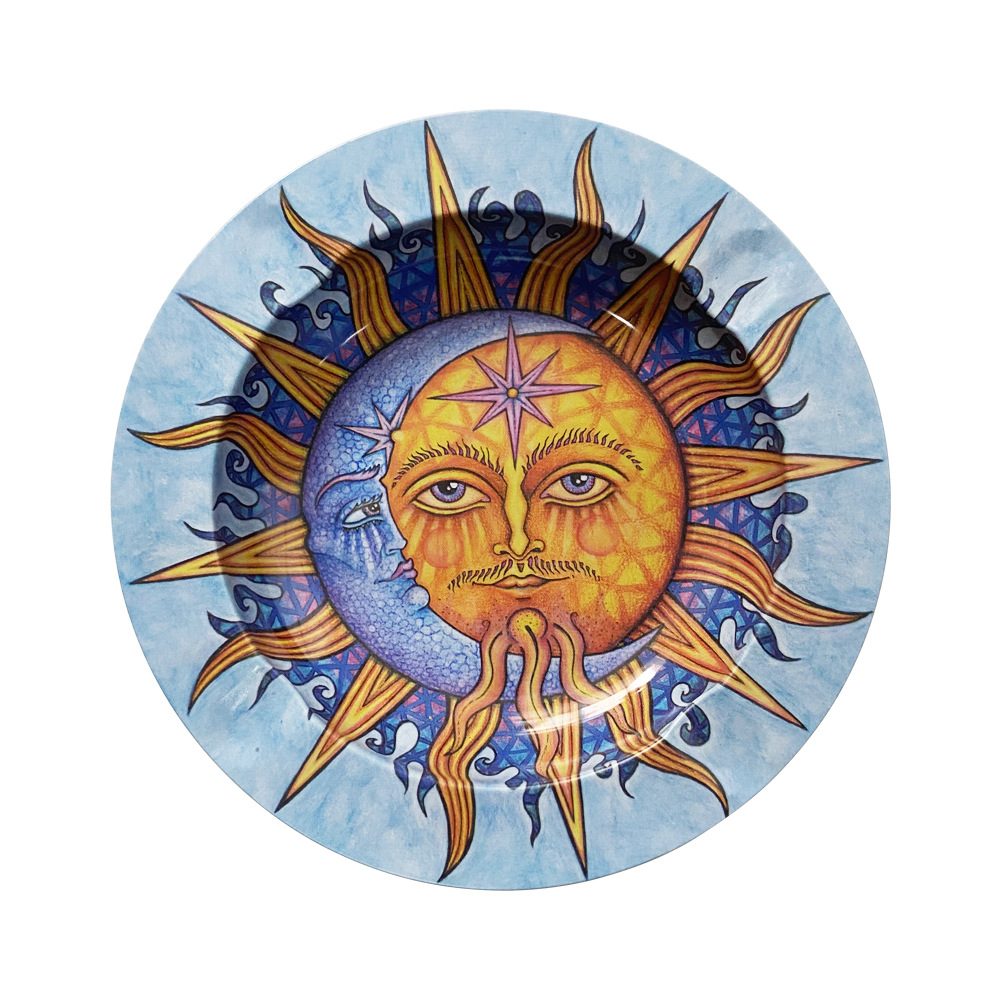 Ventas transfronterizas en caliente de cenicero de hojalata pequeña bandeja de paja despierta plato de cigarrillos cenicero una variedad de patrones de consulta al cliente