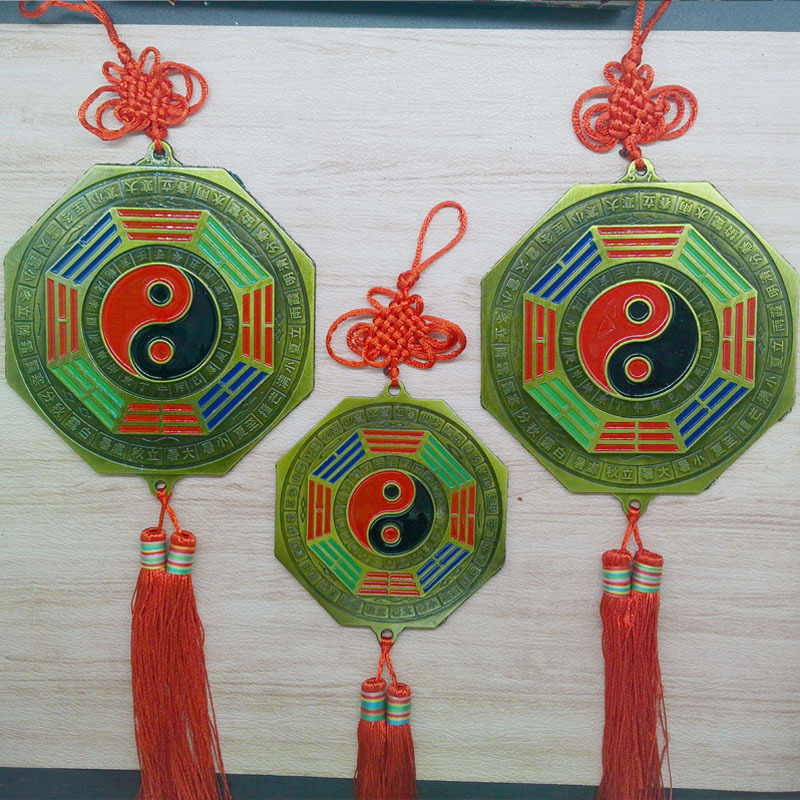 Wholesale feng shui supplies color alloy tai chi yin and yang bagua mirror pendant 24 solar terms 12 zodiac bagua mirror
