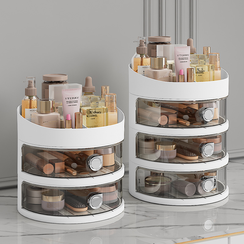 Cosmetic dustproof desktop storage rack lipstick holder with drawer skincare storage organizer box