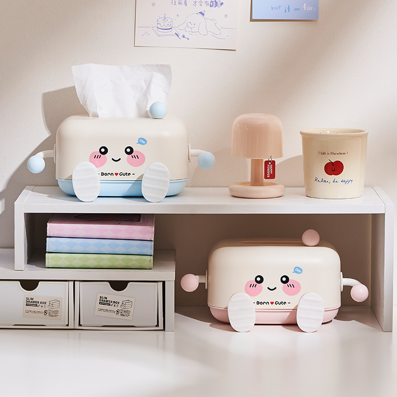 漫画かわいいティッシュボックスリビングルームナプキンボックス 3D 小さな足と手デスクトップコーヒーテーブル収納かわいいティッシュボックス|undefined