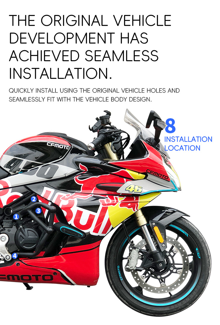 Suitable for CFMOTO SR450 crash bars, anti-fall springs, racing bars, 450NK protective stunt bars, motorcycle crash protection modification