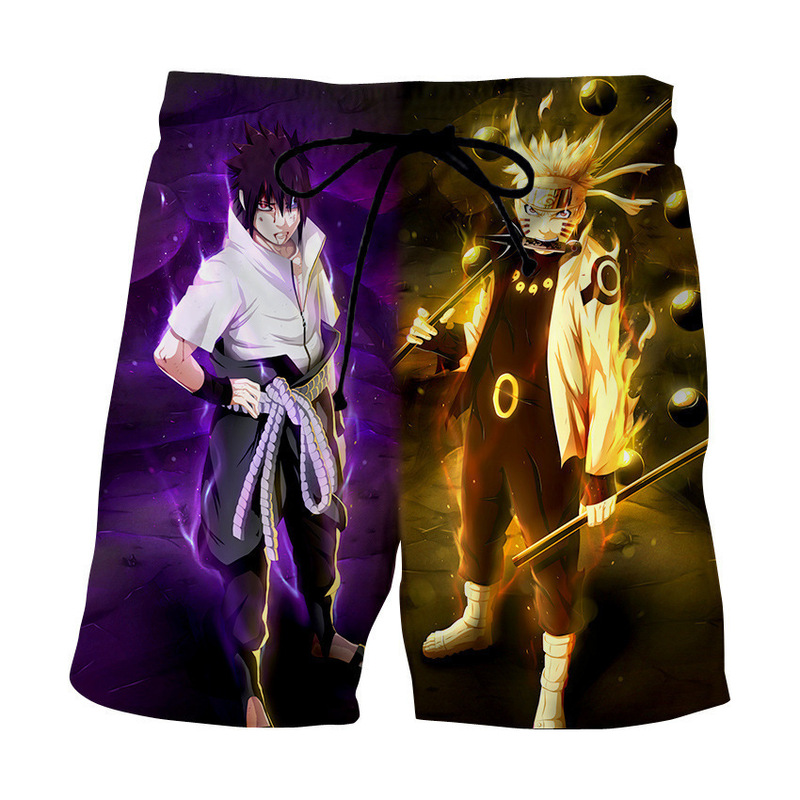 Cross-Border New Product Japanese Anime Naruto Peripheral 3D Digital Color Printing Men's and Women's Beach Pants Cartoon Anime Shorts