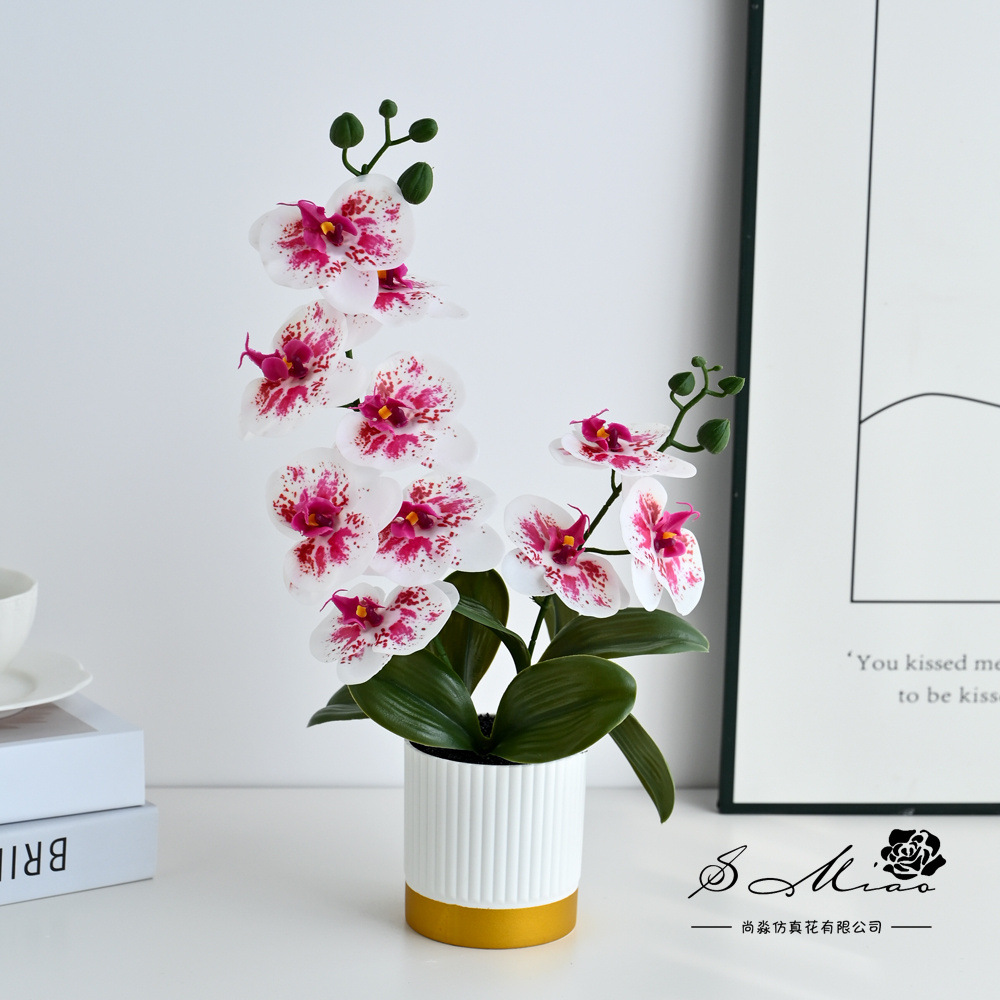 10 flores grandes orquídeas mariposa de dos ramas bonsai imitación maceta flores falsas decoración del hogar fotografía de boda flores artificiales adornos pequeños