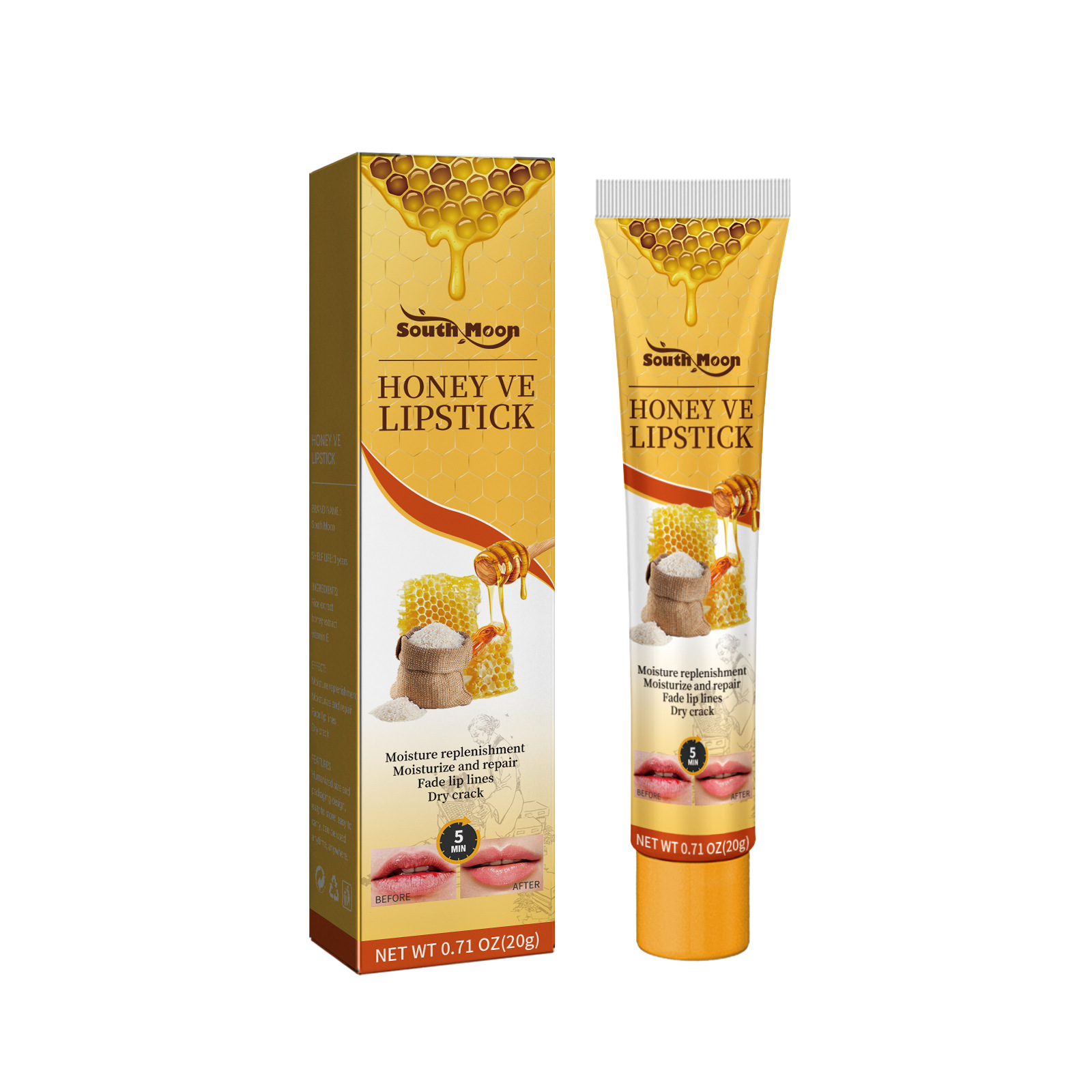 Rossetto South Moon Honey VE Idratante, riparatore, primerizzante, anti-screpolature e sbiadimento delle linee delle labbra_voghion.com