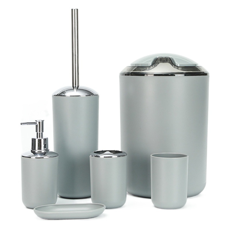 Cuarto de baño de lavado de seis piezas conjunto transfronterizo de Venta caliente cepillo de dientes titular caja de jabón inodoro basura baño caliente-Venta de 6 piezas conjunto
