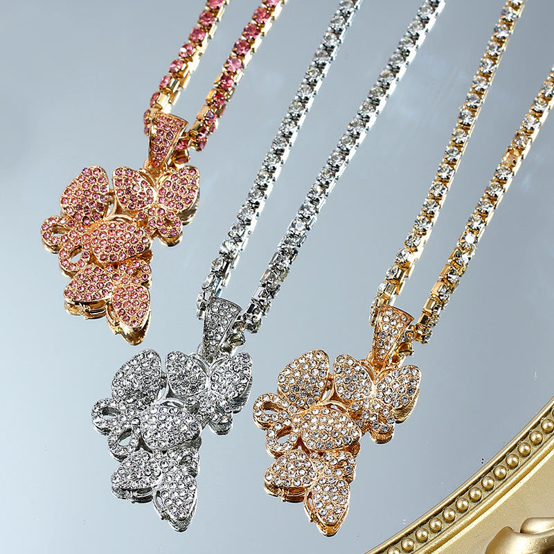 Fashion Butterfly Alloy Inlay Womenu0027S Pendant Necklace 1 Piece