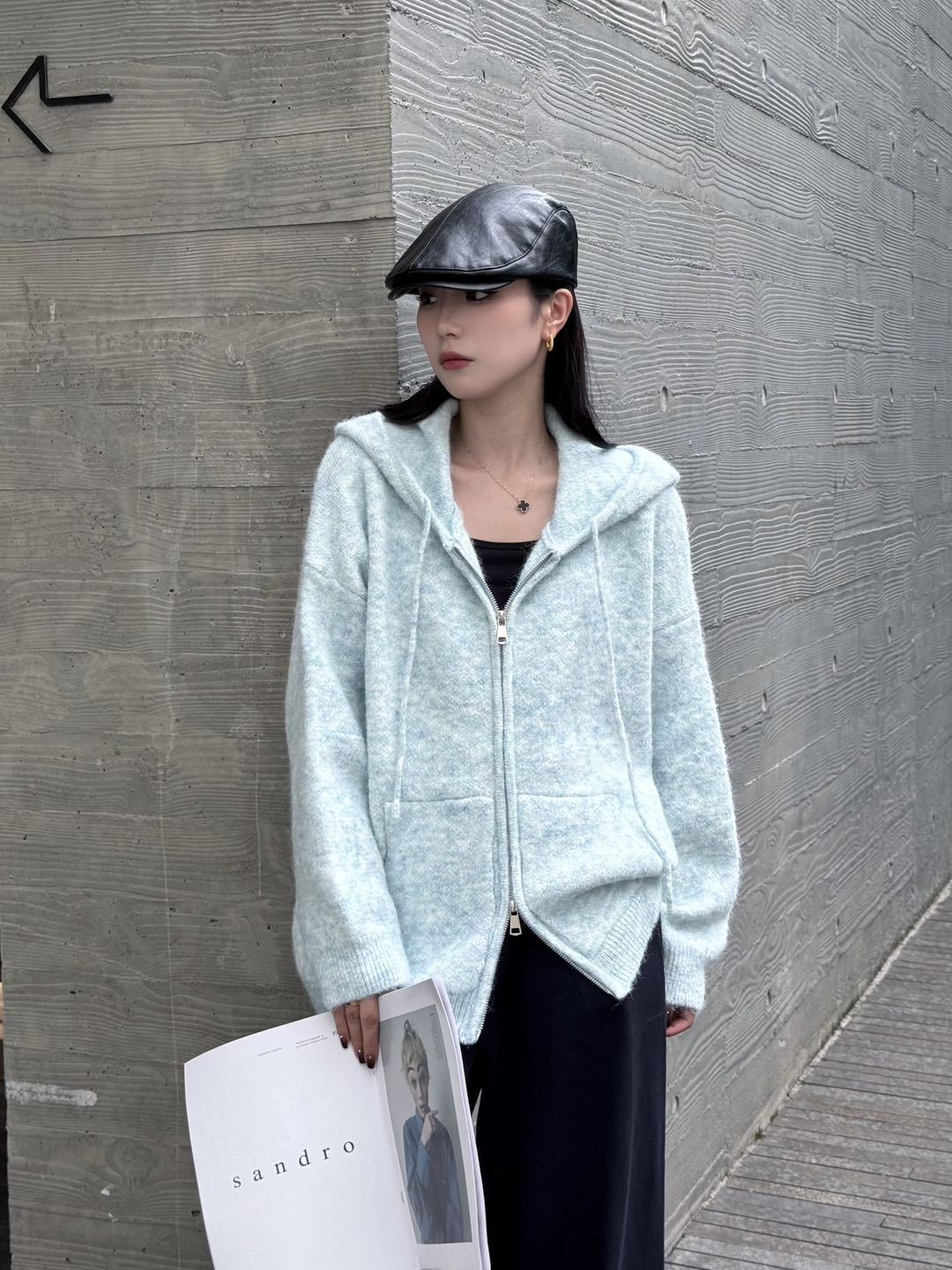24 invierno Puyuan estilo coreano perezoso suéter gris cardigan mujeres otoño invierno alta sensación universal