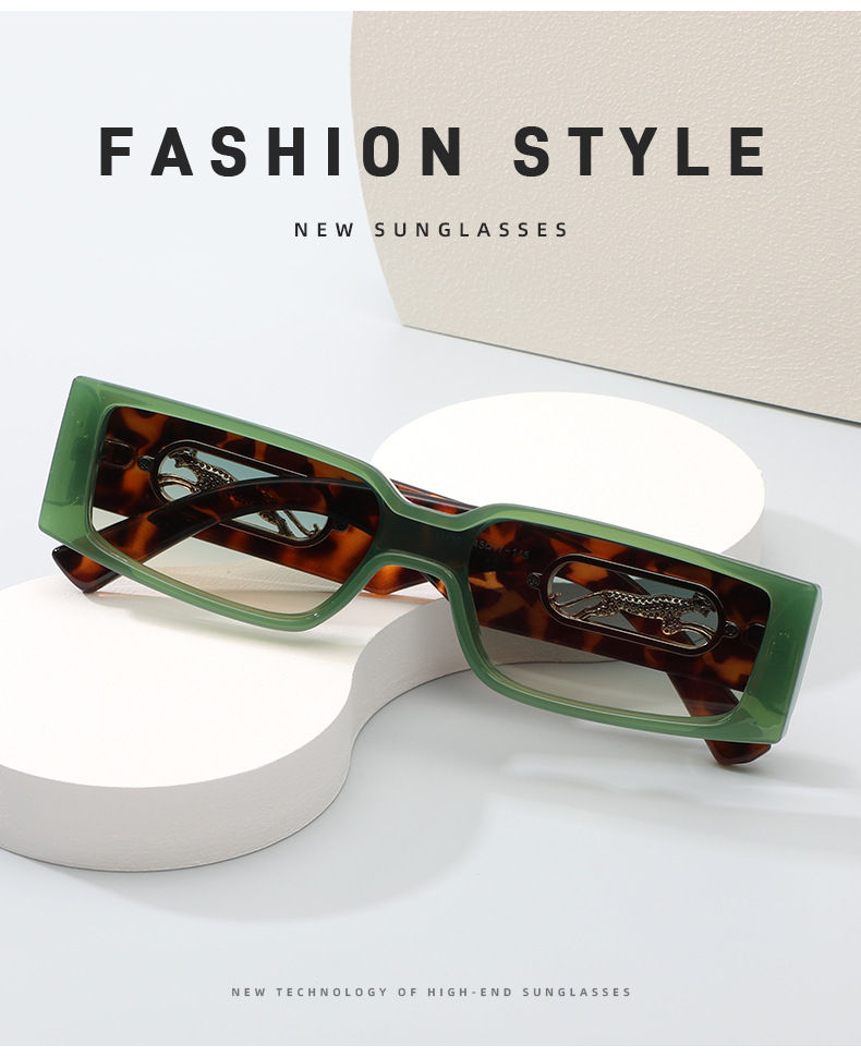 Retro Solid Color Leopard Pc Square Full Frame Men's Sunglasses display picture 1
