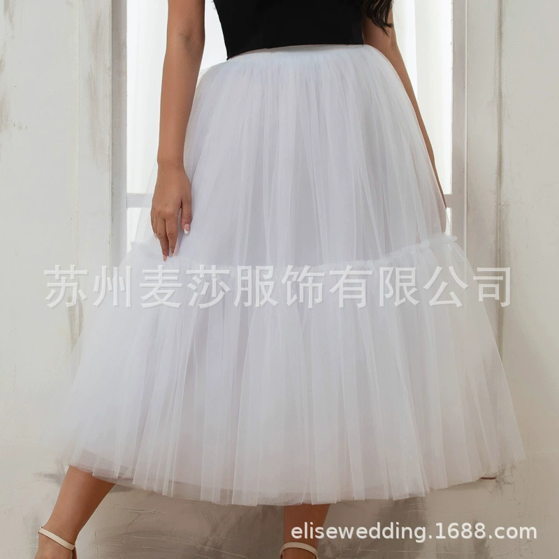 Европейская и американская весенняя и летняя новая сетчатая пряжа плиссированная юбка-юбка Amazon tulle skirt сшитая юбка оптом
