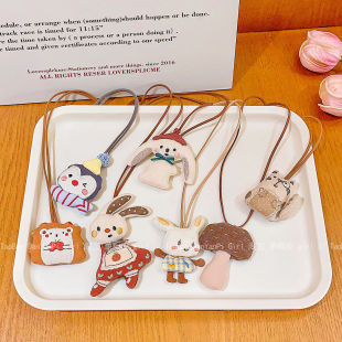 Children's Decorative Necklace Fabric Girl Cute Korean Jewelry Cartoon Animal Sweater Chain Baby Versatile Handmade