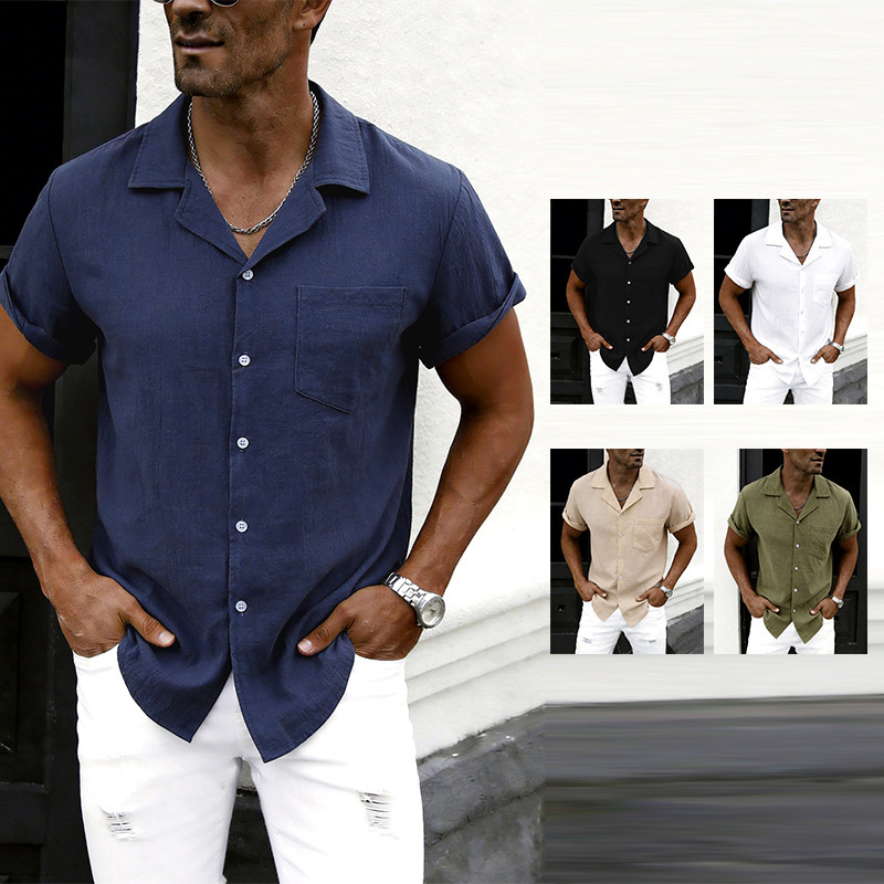 Cotton and Linen 2026 New Summer Cotton and Linen Short-Sleeved Shirt for Men, Linen Casual Half-Sleeved Cardigan Shirt, Thin Shirt for Men