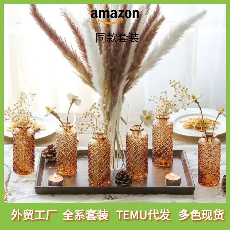 Florero retro personalizado, decoración suave de alta calidad, jarrón pequeño, botella de aromaterapia transparente, decoración del hogar