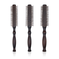 Solid wood pig-free bristle rolling comb V-shaped nylon tooth pear head curly hair wavy fluffy styling hair comb