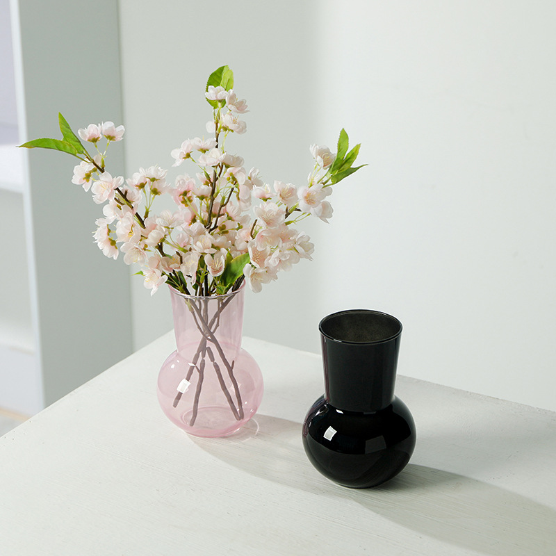 Nordic INS minimalist light luxury glass vase decorative high-end fresh flower arrangement vase home desk decoration item