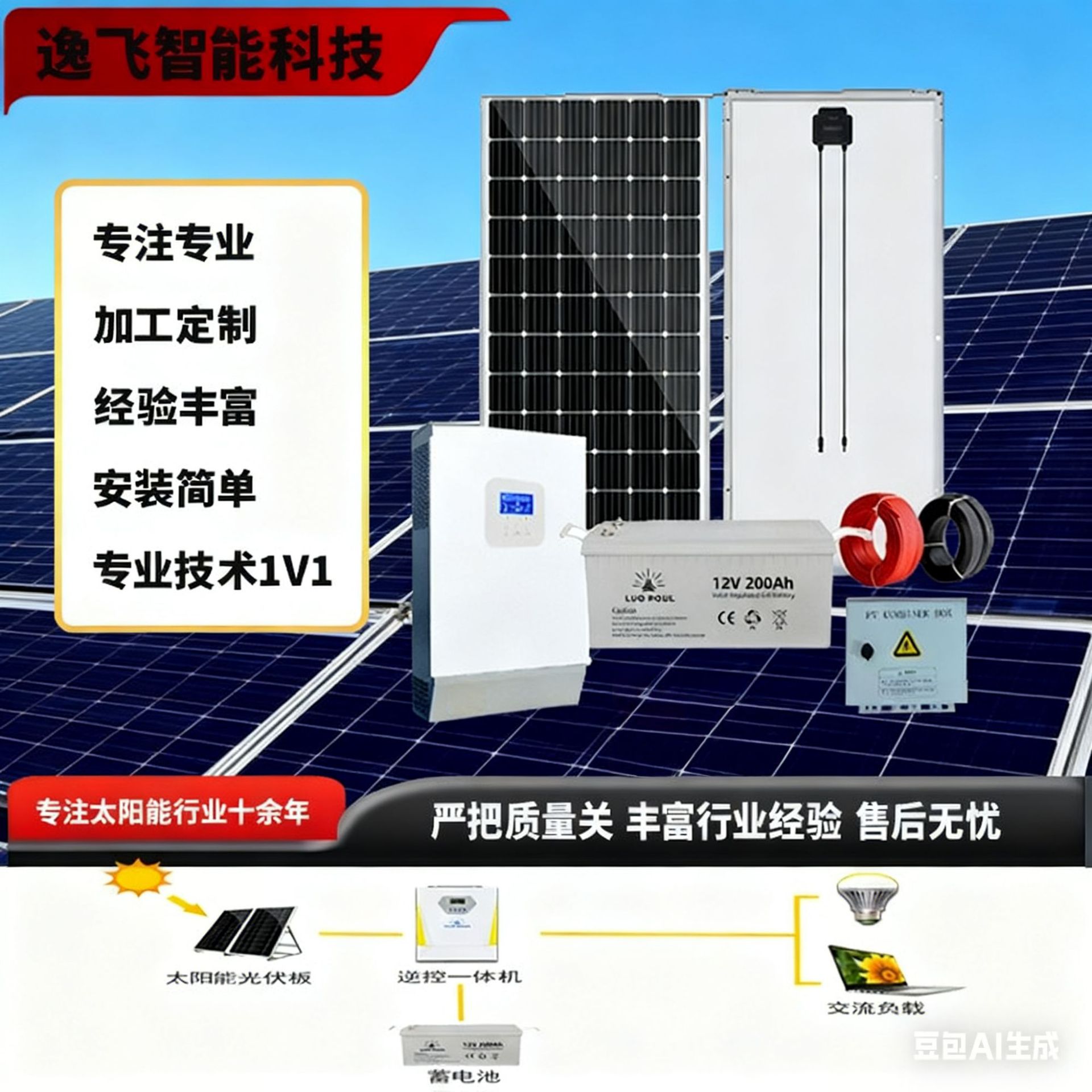 光伏发电储能系统蓄能发电站全套离混网太阳能家用发电系统