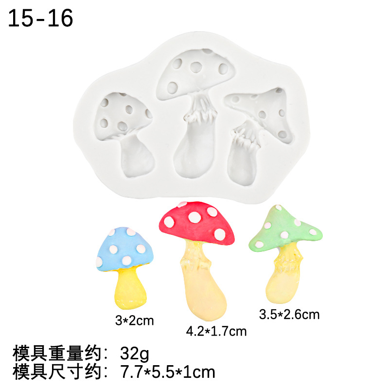 Mushroom racimo valla fondant molde de silicona tocones de goma decoración de pastel de hierba molde de accesorios de mousse de chocolate