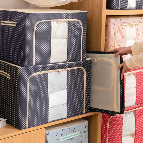Manufacturer wholesale large capacity steel frame Oxford cloth clothes quilt storage box storage bag foldable clothing storage box