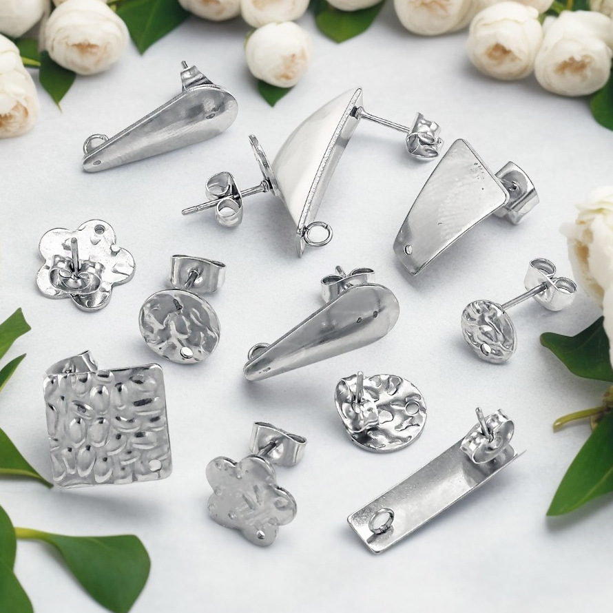 Accesorios de pendientes de acero inoxidable DIY accesorios de joyería hechos a mano pieza de pendientes de textura impermeable simple pendientes colgantes