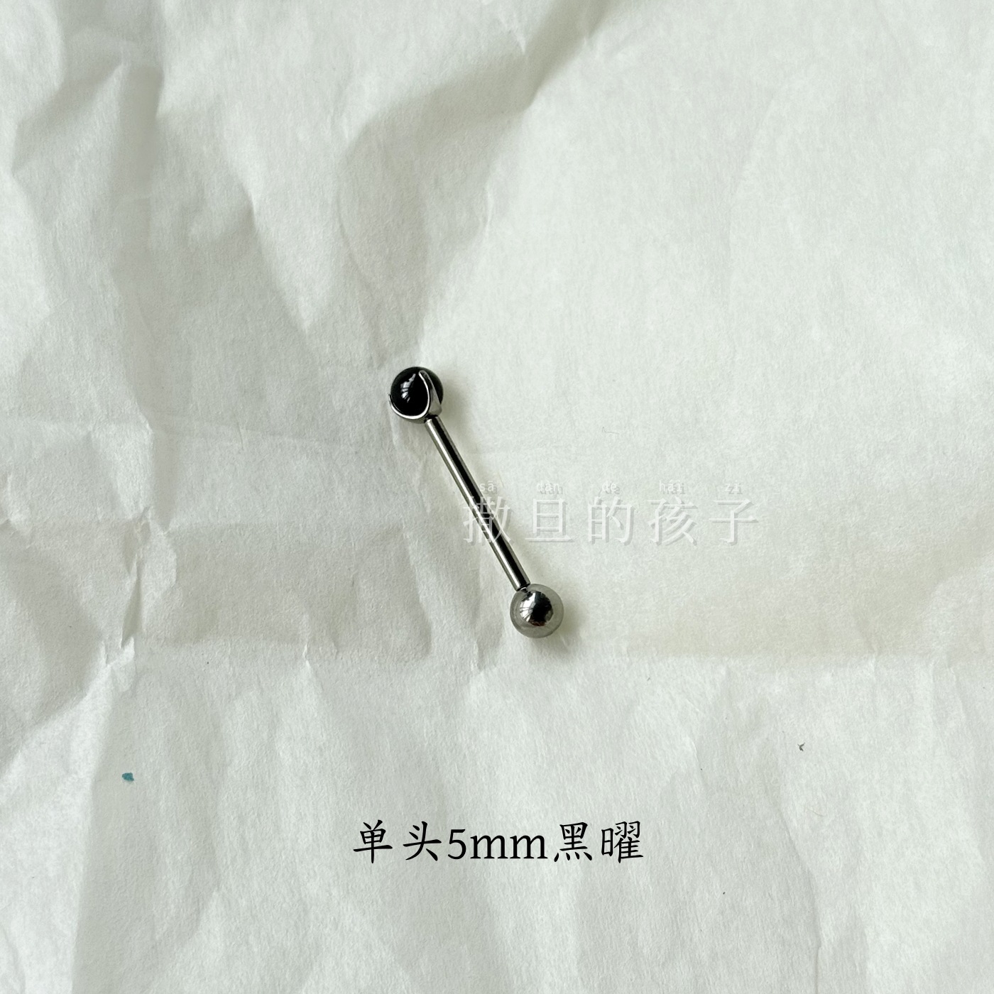 F136 Titanium Alloy Tongue Piercing Black White Zircon Comfortable Internal Thread Ball Tongue Barbell detail image 8