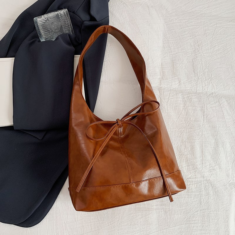2024 otoño nuevo color sólido popular bolsas de brazo retro empalme bolsas de hombro cordón bolsas de mano bolsas de compras