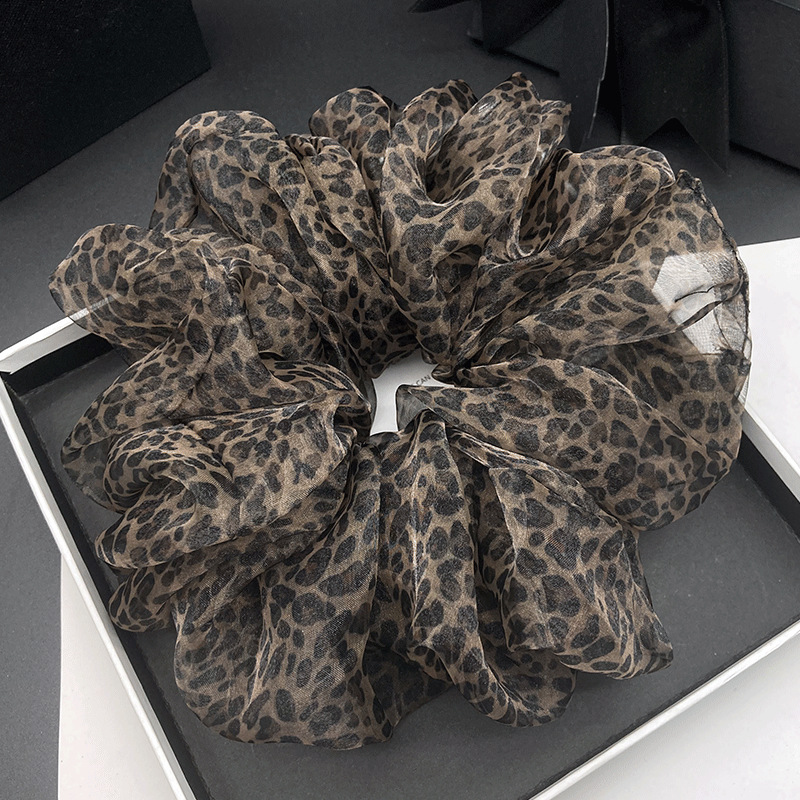 Elastico per capelli elegante retro mesh stampa leopardata_voghion.com