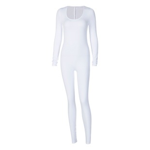 AB196 Amazon Foreign Trade Women's Jumpsuit Autumn and Winter New Thread Square Neck Hip Slim Fit Sexy Jumpsuit